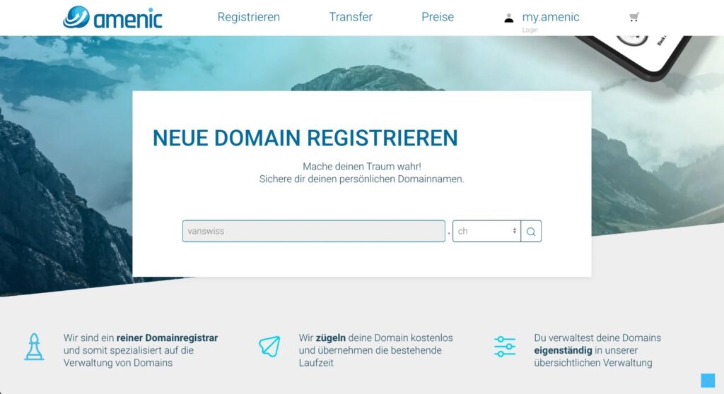 Domainsuche bei Amenic für den eigenen Reiseblog
